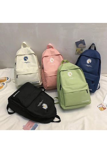 Yeni Sırt Çantası Moda Küçük Okul Çantası Baskılı Papatya Sırt Çantası Günlük Seyahat Sırt Çantası Açık Hava Plaj Çantası Kamp Sırt Çantası Black Siyah