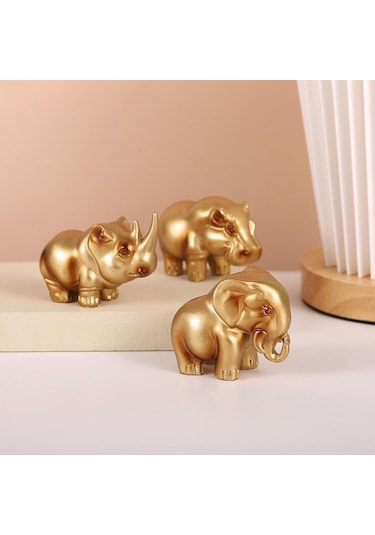 Suntek Gergedan Fil Su Aygırı Heykelciği 3 Parçalı Set 6cmx5cmx3cm