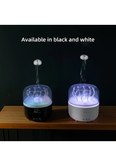 Honeybeeshop Siyah Usb Döner Denizanası Aromaterapi Nemlendirici Ortam Işığı Ev Ofis Masası