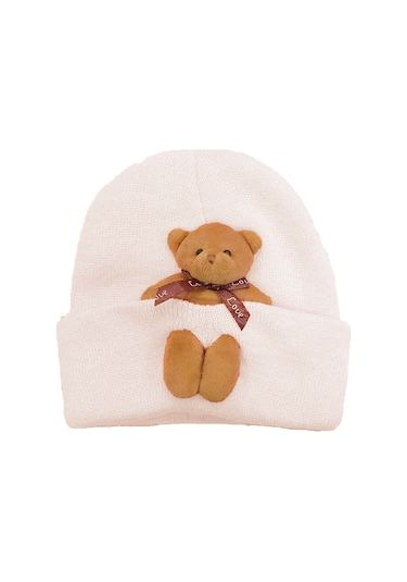 Bebek Çocuk Şapkası Aksesuarlı Triko Esnek Bere 001