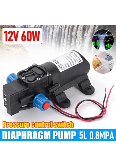 Dream011 12v 60w 75w 120psı Yüksek Basınçlı Diyaframlı Su Pompası Siyah Elektrikli Otomobil Yıkama
