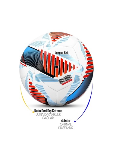 League Ball Pompa Hediyeli No:5 Futbol Topu Halı Saha Sert Zemine Uygun Dayanıklı Pvc Çok Renkli