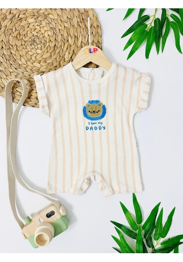 Alpbebe Chad Leon Arkadan Ve Alttan Çıtçıtlı Yazlık Tulum - Ekru Ekru
