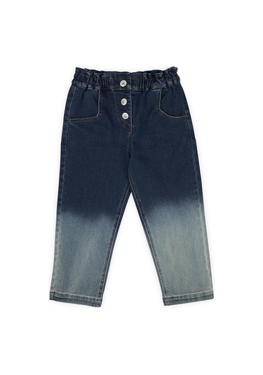 Panço Kız Çocuk Çıt Çıt Detaylı Denim Pantolon Lacivert