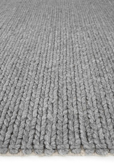 Eko Halı Jade Basketweave Gri Naturel Doğal Yün Kazak Örgü Desenli El Dokuma Örgü Halı Gri