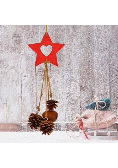Yılbaşı Naturel Sarkıt Süs - Kırmızı Yıldız Standart
