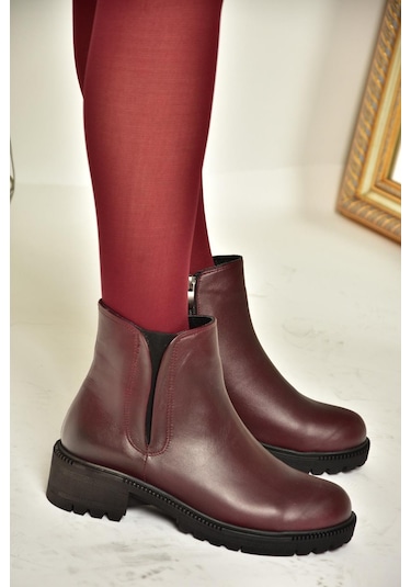 Fox Shoes J654011903 Bordo Hakiki Deri Kadın Bot Bordo-hakiki Deri Bordo