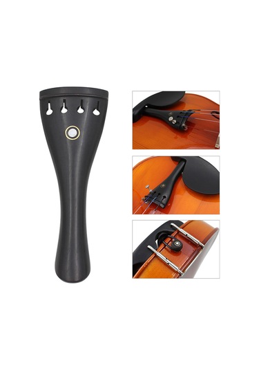 Hfambition Keman İçin 4/3-4/4 Uyumlu Ebony Tel Takımı: Telli Tahta + Nilon Kordon + 4 Adet Metal Akor Regülatörü