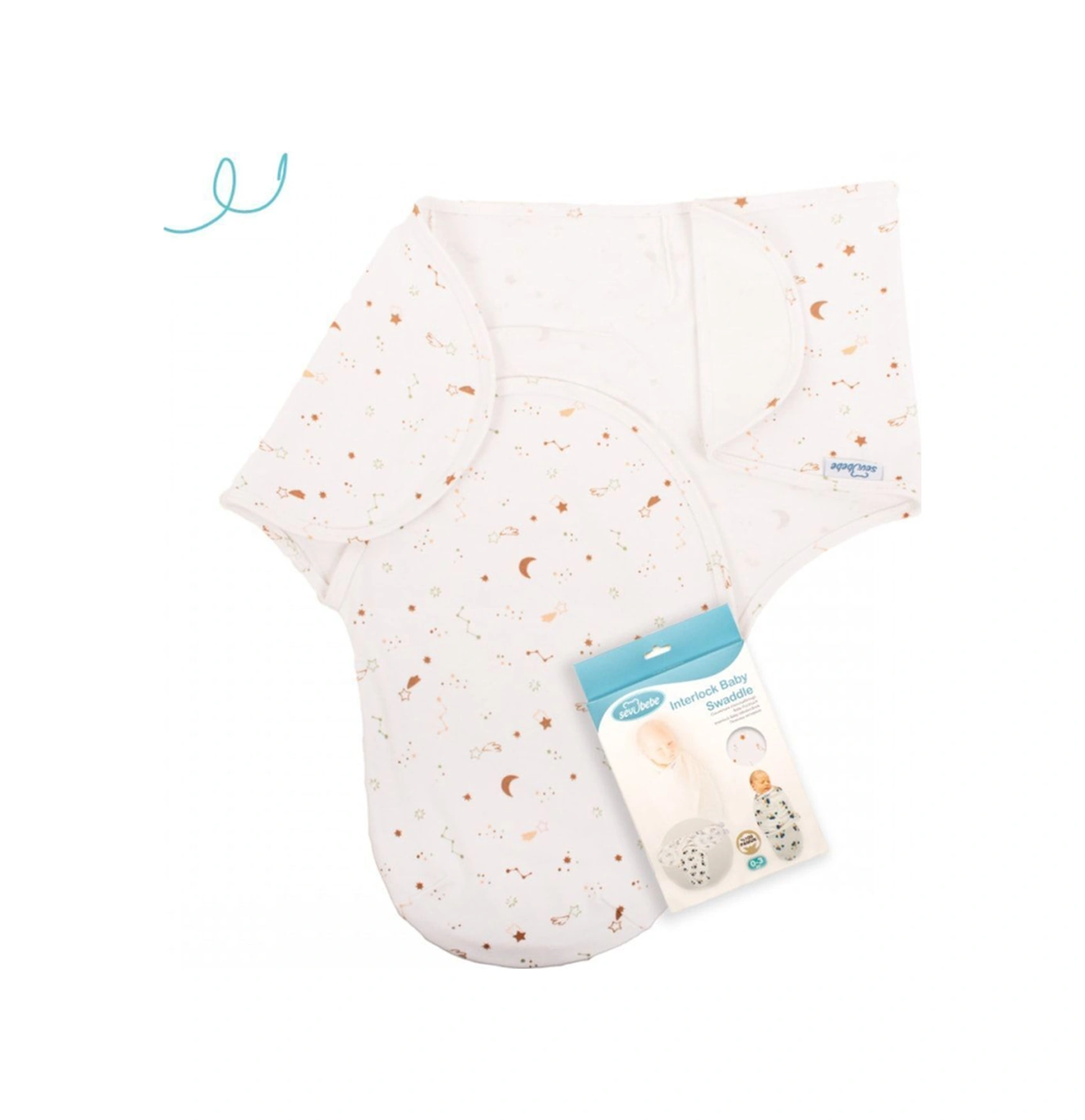 Renkli Desenli %100 Pamuk Kundak Ekru