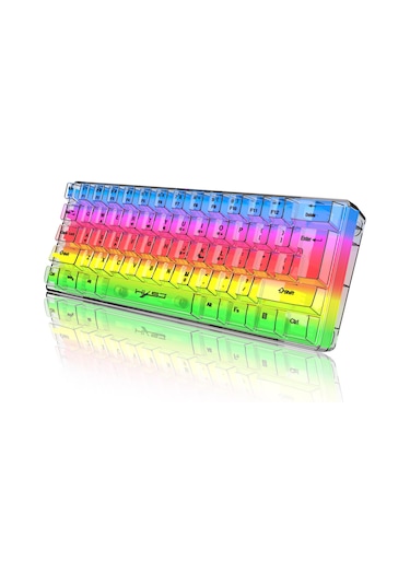Geeksen 61 Tuşlu Rgb Şeffaf Oyun Klavyesi Usb Arkadan Aydınlatmalı Klavye Ergonomik Tasarım Çıkar Şeffaf