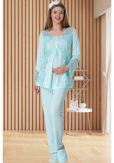 By Mecit 5015 Turkuaz Lohusa Pijama Takımı