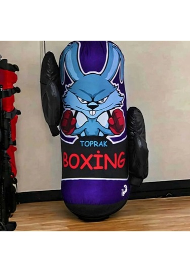 Çocuk Boks Torbası Eldiven Hediyeli Çocuklara Eğlenceli Evde Boks Unisex Kız-erkek Lacivert