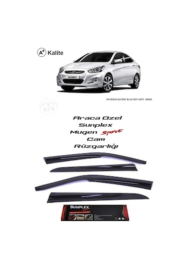 Hyundai Accent Blue Sunplex Marka Cam Rüzgarlığı Mugen 4'Lü