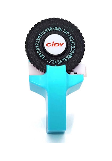 Skycity Mavi Mini Etiket Yazıcı - 9mm 2 Adet Bantlı Siyah + Rastgele Renk - Plastik Malzeme - El Defteri Dekorasyonu İçin Basma Makinesi