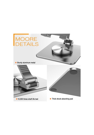 Yunboo 360 Dönebilen Katlanabilir Metal Telefon & Tablet Standı - Gri Siyah