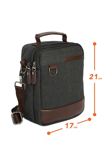 Bay Pablo C86 Antrasit Kanvas El Ve Omuz Çantası