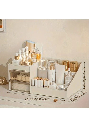 Cordial Beyaz Masaüstü Organizer: 2 Çekmeceli, Hesaplayıcı Yuvalı, Dayanıklı & Kompakt Beyaz