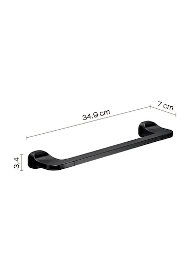 Stelvio Havluluk, Uzun, 34.9 Cm - Mat Siyah Mat Siyah