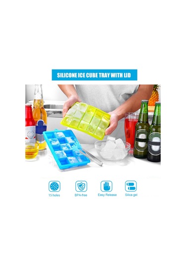 Geeksen Mavi Silikon Buzluk Kalıbı 15 Delikli, Kapaçklı, Esnek, Kolay Çıkar, Dondurma/çikolata/fırın Kalıbı, -40 C'den 240 C'ye Dayanıklı Çok Renkli