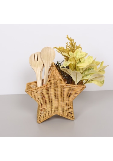 Bohem Rattan Yıldız Çatallık Ve Kaşıklık 26x17, Iskandinav, Modern