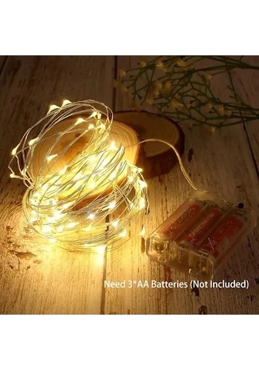 2 Adet 5 Metre Pilli Peri Dekor Işık Günışığı, Lamba Gün Işığı Yılbaşı Çam Ağacı Ev Süsleme Gün Işığı