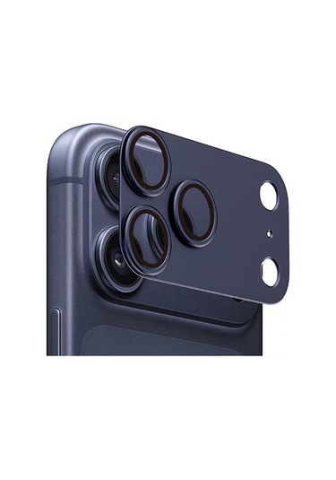 Adige İphone 17 Pro Max Kamera Lens Koruyucu Lacivert + Ekran Koruyucu Lacivert