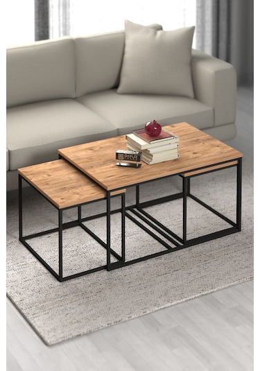 Orta Sehpa Ve Zigon Yan Sehpa Flora Set Atlantik Çam Atlantik Çam