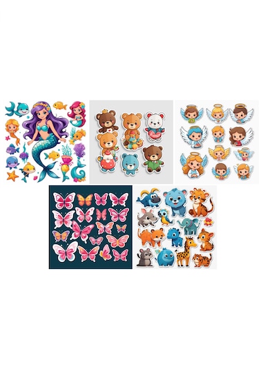 Kız Çocuk Etiket Sticker Yapıştırma Seti Defter Masa Dolap Suluk