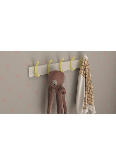 Hepsi3boyutlu Modern Duvar Kapı Askılık - 5 Adet Sarı Askılık Sarı