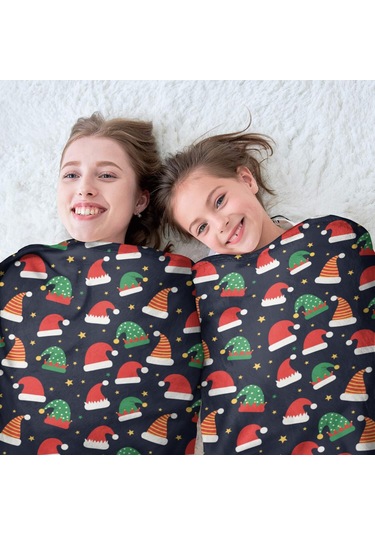 Noel Desenli 60 İnç Yuvarlak Flanel Battaniye, Yetişkin Ve Çocuk İçin, Yumuşak, Rahat Ve Hafif Noel Şapka Yıldızı