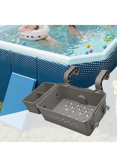 Suntek Havuzbaşı Depolama Sepeti Yer Üstü Havuz Gri 42 x 33 CM