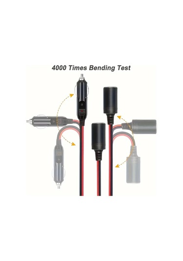 Dashanshop 1 Adet 15a Sigortalı 16awg Uzatma Kablolu 10ft Çift Çıkışlı Araç Çakmaklık Adaptörü 12v 24v Gps Dash Cam