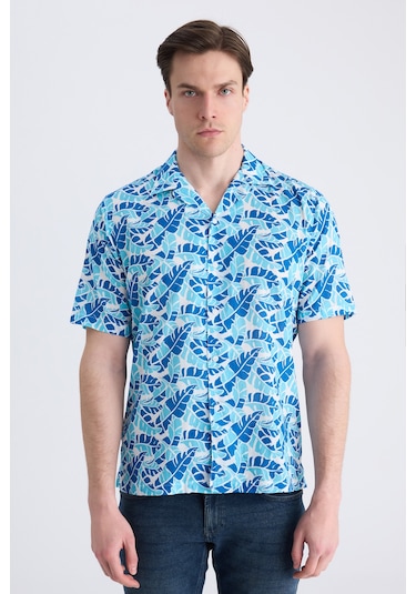 Twn Slim Fit Mavi Baskılı %100 Pamuklu Gömlek 2ec02ap313130 Çok Renkli
