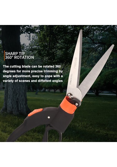 Singree 360 Dönebilen Paslanmaz Budama Makası, Ergonomik Tutma Yeri İle Uzun Süre Rahat Kullanım, Çim Ve Ağaçlar İçin İdeal.