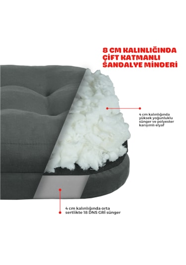 Xpermate 4'lü Çift Kat Sandalye Minderi 42x42x8 Antrasit
