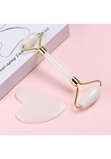 F Tipi Doğal Beyaz Yeşim Rulo Masaj Yüz Guaj Kazıyıcı Seti Guaj Taş Yüz Kaldırma Masaj Silindiri Guasha Cilt Bakımı Aracı E5ydpg Çok Renkli