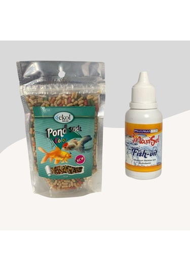 Ekol Pond Stick Color Karışık Japon Balığı Yemi 30gr + Fishvit Multivitamin 50cc