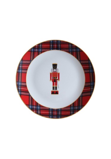 Kırmızı Ekose Tabak&çay Kahve Seti 20 Parça 4 Kişilik Beyaz - Kırmızı