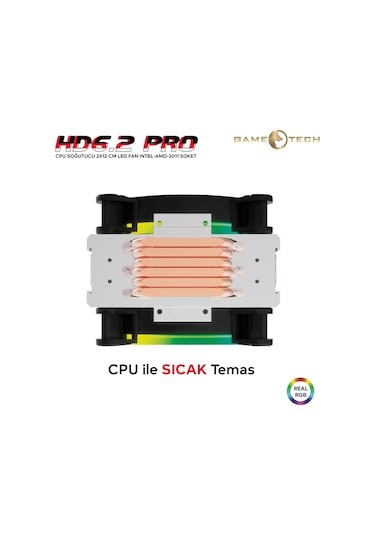 Gametech Hd6.2 Rgb 6 Bakır Boru Kule Tipi Amd Intel İşlemci Fanı