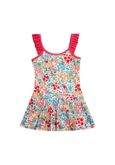 Uv Korumalı Askılı Elbise Mayo Kız Çocuk Yüzücü Mayo 5224 Beyaz Beyaz