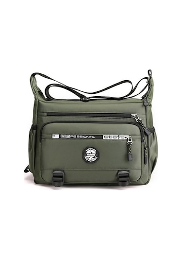 Khalid Bain Büyük Kapasiteli Erkek Çantası Omuzdan Askili Çanta Çok Cepli Crossbody Çanta Erkek Iş Rahat Sırt Çantası Iş Çantası Erkek Alet Çantası Yeşil 001339 Açık Mavi