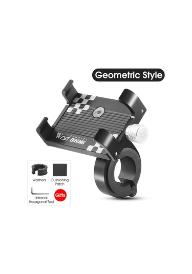 Springsun Bisiklet Telefon Tutucu - Alüminyum Gidon Braketli Akıllı Telefon Navigasyon Bisiklet Aksesuarı Siyah