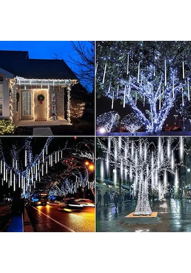 Güneş Enerjili Beyaz 8 Tüplü Bahçe-noel Ağacı-yılbaşı Dekor Süs Beyaz