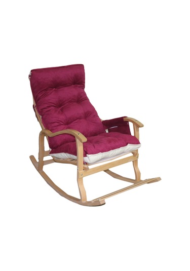 Mobildeco Erciyes Bordo/Krem Çift Renkli Cepli Sallanan Sandalye Ceviz