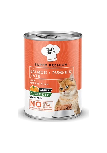 Chef's Choice Somonlu ve Balkabaklı Tahılsız Ezme Yetişkin Kedi Konservesi 24 x 400 G