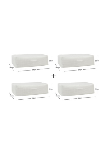 Home Wave 4'lü Mega Boy Gri Pötikare Baza Altı Hurç Set 74 x 46 x 22 cm