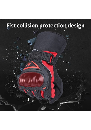 Fosenze Kış Motosiklet Eldiveni - Gece Yansıtıcı Ekran Dokunmatik Su Geçirmez Soğuk Hava Eldiveni Siyah 2xl