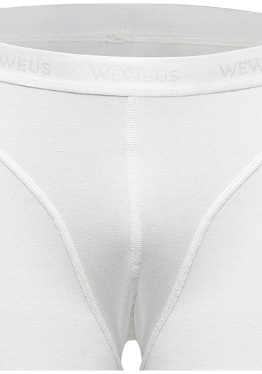 Weweus Beyaz Erkek Süper İnce Doğal Bambu Lüks Uzun Boxer 1014 Beyaz