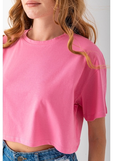 Giysa Kadın Bisiklet Yaka %100 Pamuk Basic Crop T-shirt Pembe - 925007 Pembe Giysa Kadın Bisiklet Yaka %100 Pamuk Basic Crop T-shirt Pembe - 925007 Pembe