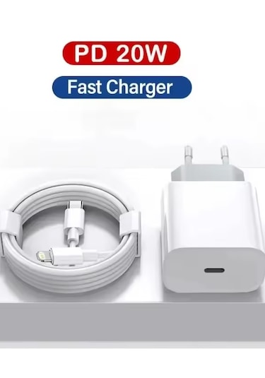 Type-c Girişli Lightning Uçlu Şarj Aleti Cihazı Veri Aktarım Hızlı Şarz Aleti Kablo 1-Beyaz